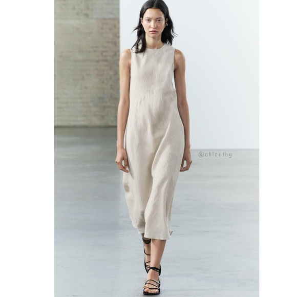 Zara | Dresses | Zara 0 Linen Midi Dress Zw Collection